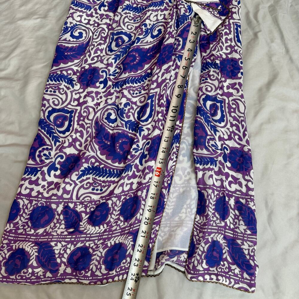 Zara Purple Blue Paisley Wrap Sarong Swimsuit Cover Up Skirt S - Picture 9 of 14